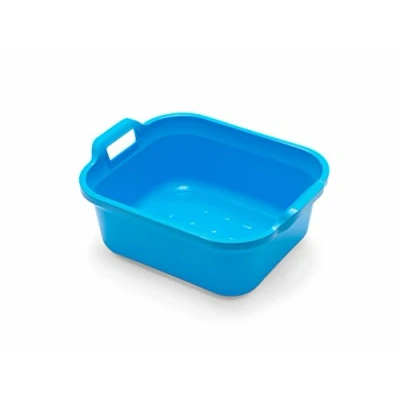 Image of Addis Rectangular Washing Up Bowl with Handles, Plastic, Blue, 39 x 32 14 cm