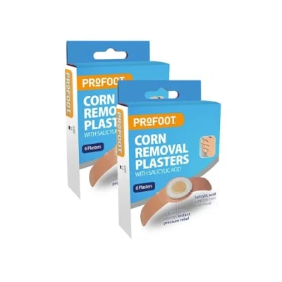 Image of Profoot Corn Removal Plasters 6 Adhesive Containing Salicylic Acid Effectively Removes Corns and Calluses Pain Relief Plasters, Count (Pack of 2)