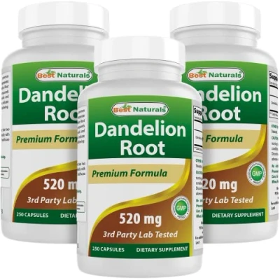 Image of Best Naturals Dandelion Root 520 mg 250 Capsules (250 Count (Pack of 3))