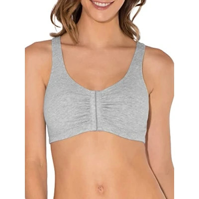 Image of Fruit of the Loom Women&#039;s Front Close Builtup Sports Bra, Heather Grey, 38