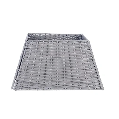 Image of Floralcraft Woven Willow Christmas Tree Skirt (Grey) Large 50cm Square Xmas Stand Rattan Basket Decoration