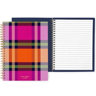 Image of kate spade new york Colorful Mini Spiral Notebook, 8.25&quot; x 6.75&quot; Journal Notebook with 112 Lined Pages, Grand Plaid Duo