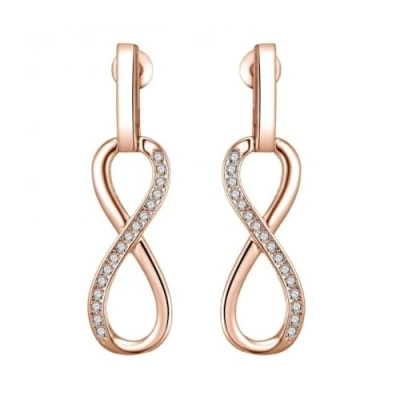 Image of Philip Jones Rose Gold Plated Infinity Drop Earrings Created with Zircondia® Crystals