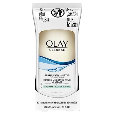 Image of OLAY Wet Cleansing Cloths Gentle Clean, Sensitive/Fragrance Free 30 Ea (Pack of 2)