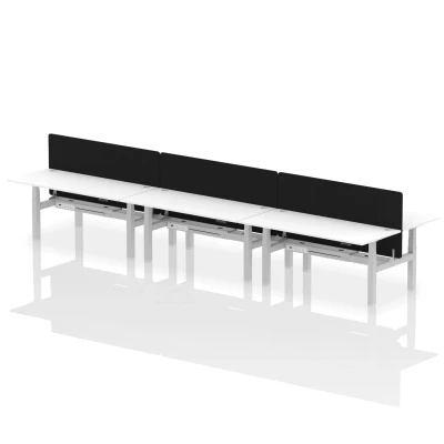 Image of Air B2B 1800x800mm Adjustable 6P Bench Desk CP White/Silver + Screen
