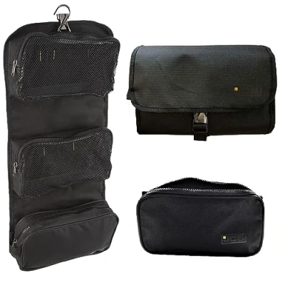 Image of Mens Wash Bag Hanging Travel Toiletry Organizer (Black)