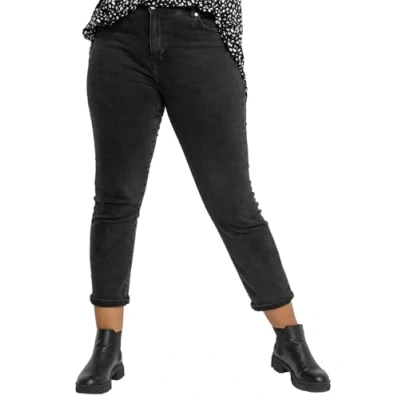 Image of Roman Originals Mom Jeans for Women UK Ladies Slim Leg Denim Trousers Stretch Cotton Smart Casual Pull On Straight Skinny Fit Regular Cut &amp; Curve Plus Sizes 29&#039; Black Size 30