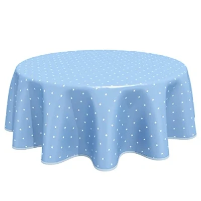 Image of Home Direct Round Oilcloth PVC Wipe Clean Tablecloth (Round 160cm, Blue)