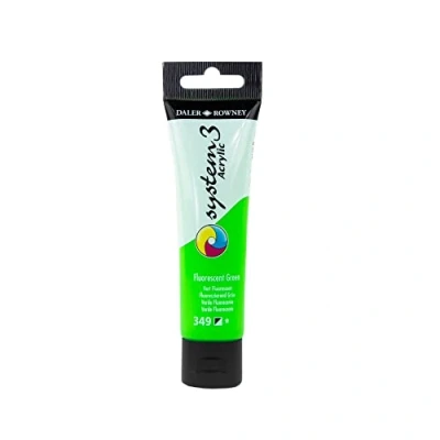 Image of Daler Rowney System3 Acrylic Paint, Plastic Tube, 2oz 59 ml, Fluorescent Green