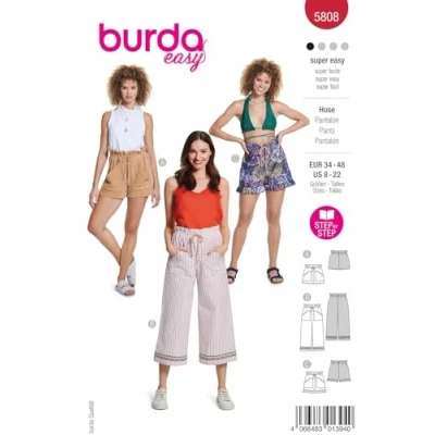 Image of Burda Sewing Pattern 5808 Trousers [Ladies Size 6 18] Level 1 Super Easy