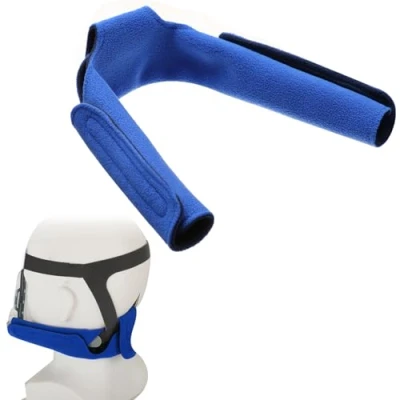 Image of CPAP Neck Pad for Headgear Straps Strap Covers Breathable Pads Cushions Reduce Pressure Marks (Blue)