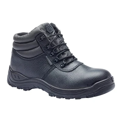 Image of Blackrock Chukka Waterproof Work Boots, Safety Mens Womens Steel Toe Cap Shoes, Black Leather, Lightweight, Slip On, Security Shoes Size 12