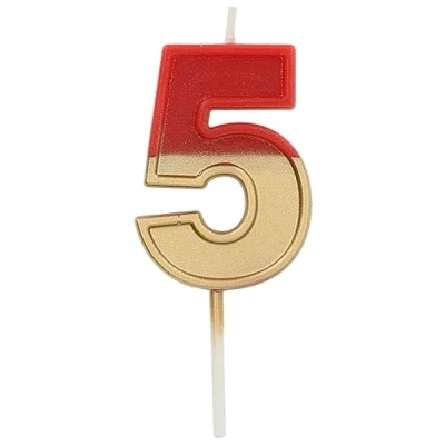 Image of Folat 24215 Candle Retro Number 5 Red cm Cake Decorations for Birthday Anniversary Wedding Graduation Party