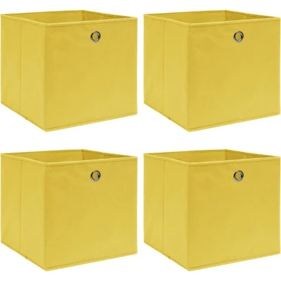 Image of Storage Boxes 4 pcs Yellow 32x32x32 cm Fabric