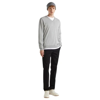 Image of United Colors of Benetton Men&#039;s Sweater V Neck M/L 1098u4486, Grey Melange Medium 501, XXL