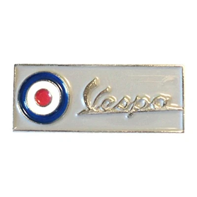 Image of Grey Vespa Scooter With RAF MOD Target Roundel Metal Enamel Badge