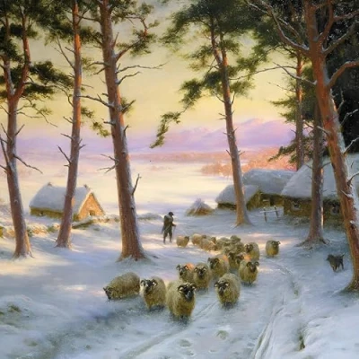Image of GBCC Charity Christmas Cards Pack of 6 with Snowy Flock Sheep Design Eco Friendly Xmas Multipack Envelopes