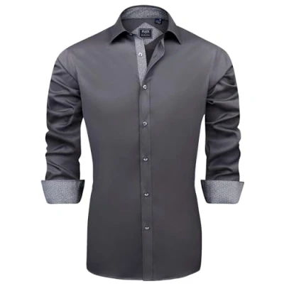 Image of J.VER Mens Dress Shirts Long Sleeve Business Formal Slim Fit Work Wedding Regular Stretch Non Iron 3XL Grey