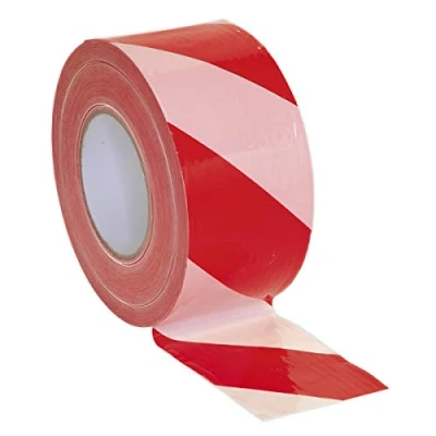 Image of Sealey Hazard Warning Barrier Tape 80mm x 100m Red/White Non Adhesive