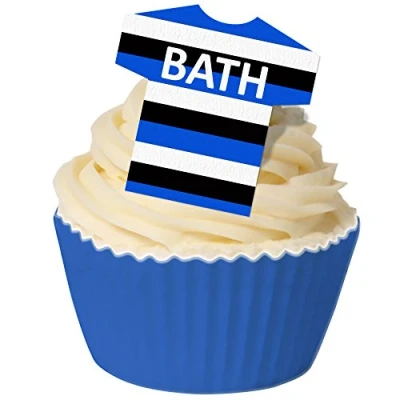 Image of Pack of 12 Edible Wafer Decorations Bath Rugby Shirts 201 328