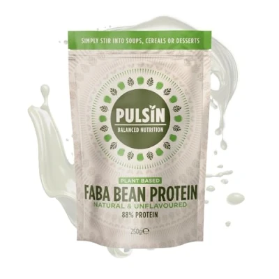 Image of Pulsin Natural Unflavoured Vegan Faba Bean Protein Powder 250g 8.8g Protein, 0.2g Carbs, 42 Kcal Per Serving Gluten Free, Palm Oil Free &amp; Dairy
