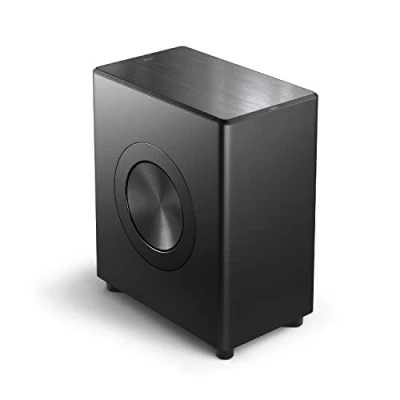 Image of PHILIPS Fidelio FW1 Wireless Subwoofer 420 W Cinematic Sound Rich &amp; Deep Bass Beautiful Design with Brushed Metal and Muirhead Leather Trim DTS Play Fi RCA connection