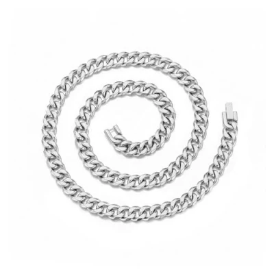 Image of Philip Jones Men&#039;s 9mm Stainless Steel 22 Inch Cuban Curb Chain Necklace