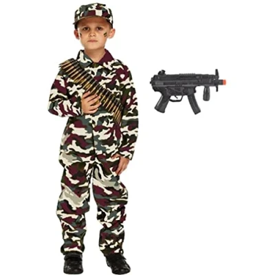 Image of Forever Young Child Boys Kids Army Soldier Fancy Dress Costume Halloween Outfit (3 4 Years)