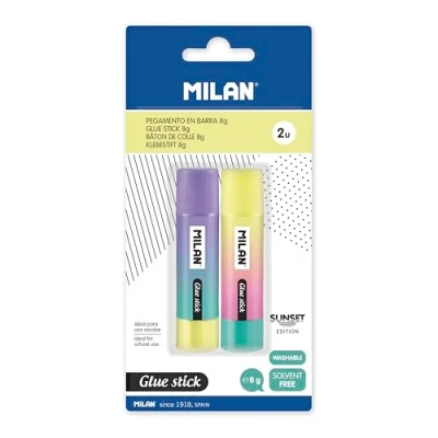 Image of MILAN Blister Pack of 2 Glue Sticks 8 g Sunset, Assorted