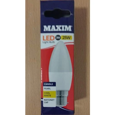 Image of 1 x Maxim LED Candle Bayonet Cap (BC) Bulbs, B22, 3 W, Cool White