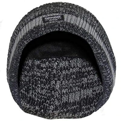 Image of True Face Men&#039;s hat Thin Insulation Warm Cap Lined Woolly Knitted Insulate Head Wear (Grey Melange, One Size)