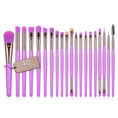 Image of Professional Makeup Brushes Set 40 Pcs Synthetic Bristles Quality Concealer Brush Eyeshadow Blush (Lilac)