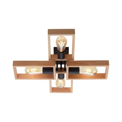 Image of JUST LIGHT. Frame wooden ceiling light, 4 bulb