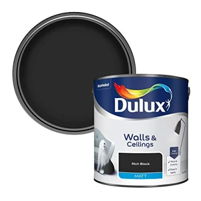 Image of Dulux Walls &amp; Ceilings Matt Emulsion Paint Rich Black 2.5L