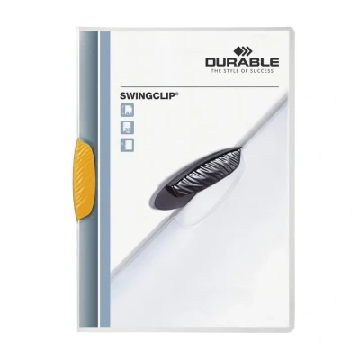 Image of Durable 226004 Clip Folder SwingClip made of PP, Up to 30 Sheets A4, Yellow, Pack 25
