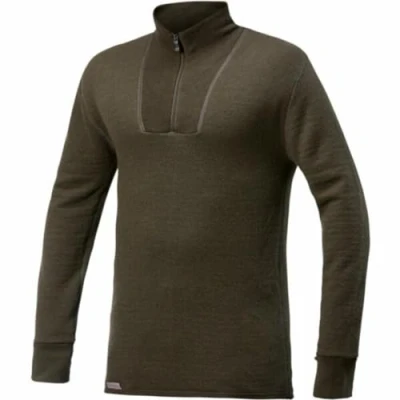 Image of Woolpower Zip Turtleneck 400 Medium GreenMediumGreen Kids&#039;