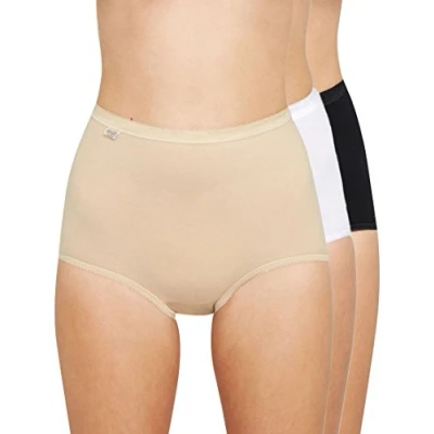Image of Sloggi Women&#039;s Basic+ Maxi Brief, White Dark Combination 30 (3 Pack)