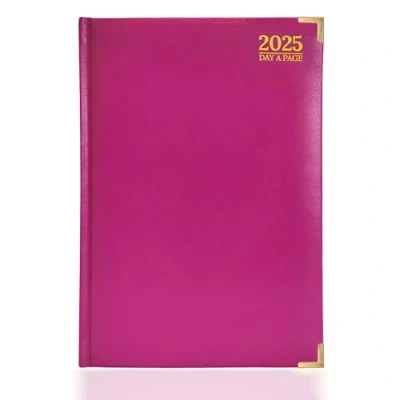 Image of G4GADGET Luxury 2025 A4 Purple Day A Page Diary Padded Front &amp; Hardback Cover Gilt Edges