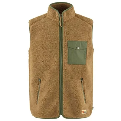 Image of Fjallraven 87073 232 625 Vardag Pile Fleece Vest M/Vardag M Sweatshirt Men&#039;s Buckwheat Brown Laurel Green Size