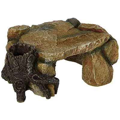 Image of Trixie 8847 Rock Plateau with Tree Trunk Aquarium Decoration 25 cm,Brown