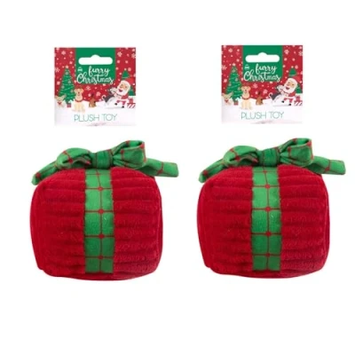 Image of YöL Pack Of 2 Plush Dog Toys Squeaker Pet Puppy Gift Xmas Interactive