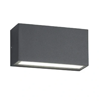 Image of Britalia LED Anthracite Grey Outdoor Rectangular Up &amp; Down Wall Light 10W 800 Lumens 3000k Warm White IP65 Exterior Rated Garden Patio