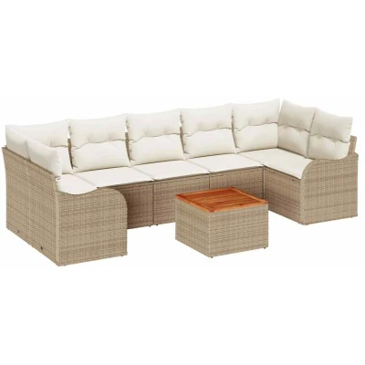 Image of vidaXL Garden Sofa Set 8 pcs Beige, white Large