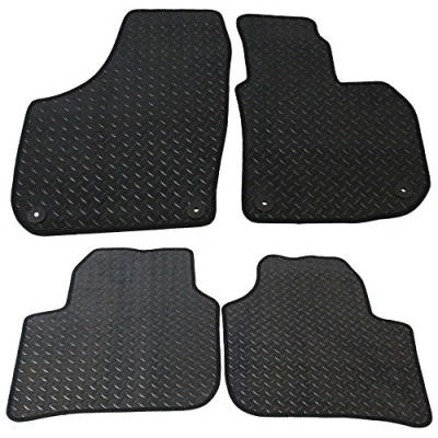 Image of JVL Fully Tailored Rubber Car Mat Set with 4 Clips Pieces, Black
