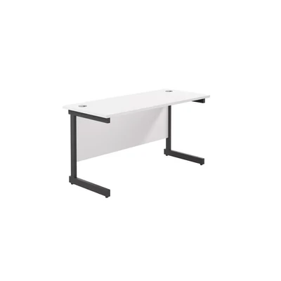Image of Jemini Rectangular Single Upright Cantilever Desk 1400x600x730mm White/Black KF810681
