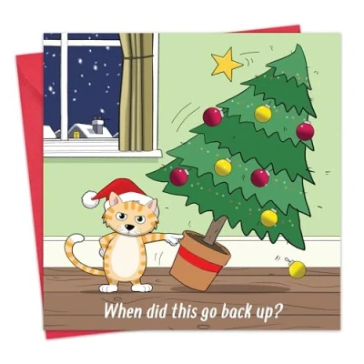 Image of Twizler Funny Christmas Card from the Cat Humour Mens for Him Husband Dad Son Womens Her Wife Mum Daughter Merry Xmas