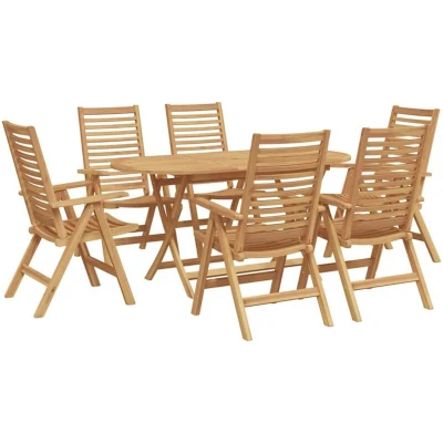 Image of vidaXL 7 Piece Garden Dining Set Foldable Solid Wood Teak