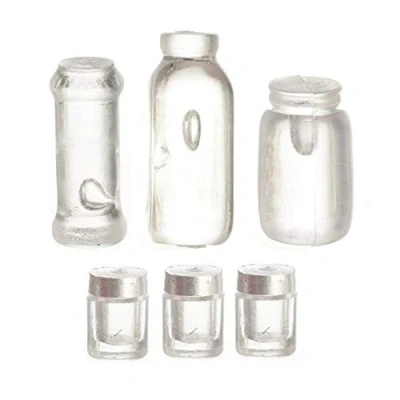 Image of Farrow Industries Dolls House Empty Jars &amp; Lids Miniature 1:12 Scale Shop Kitchen Accessory Set 6