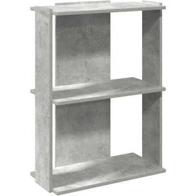 Image of vidaXL 3 tier bookcase concrete grey engineered wood book rack 60x30x80 cm elegant bookshelf for living room/office storage