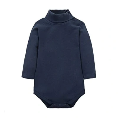 Image of CuteOn Baby Boys Girls Solid Color Basic Turtleneck Cotton Bodysuit Jumpsuit RoyalBlue 6 Months